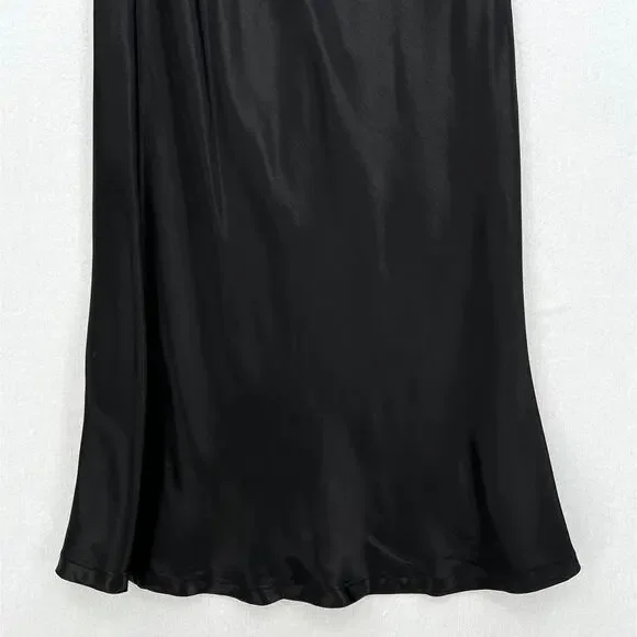 ENZA COSTA Satin Bias Cut Skirt Womens Small 1 Black Midi Pull on Slip Maxi NWOT - Picture 9 of 16